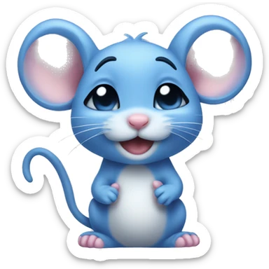  a chiby cute little blue mouse sticker
