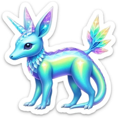 Shiny Exotic Colorful Neon-colored Ethereal Sparkly Amaura-Aurorus-Fakémon-hybrid-creature (full body)  sticker