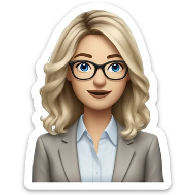 Shoulder length Balayage pale beautiful corporate woman with glasses and blue eyes sticker