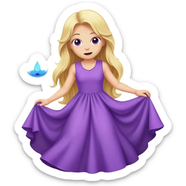 blonde long hair  girl with purple dress, farting gas sticker