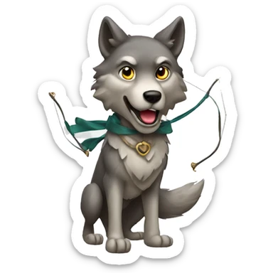 Wolf with a bow sticker