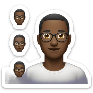 Lights skin African man with short hair in round glasses and a goatte sticker