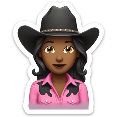 Cowgirl wearing pink with black hair sticker