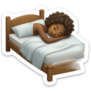 A Wavy hair girl sleeping in a bed calmly  sticker