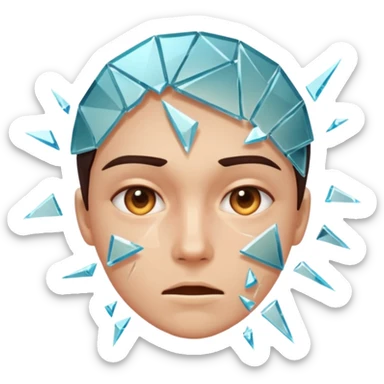 Face splitting into multiple expressions like shattered glass sticker