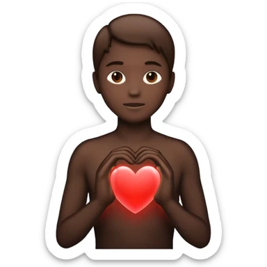 human silhouette with a glowing heart inside sticker