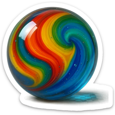 a single colorful marble, shiny and round, detailed, vibrant colors, realistic lighting sticker