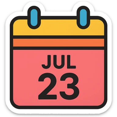 calendar icon with July 23 highlighted, modern style sticker