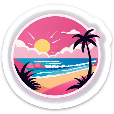 Pink beach  sticker