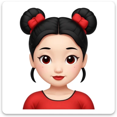 pucca character, winking, red dress, black hair buns, no text sticker