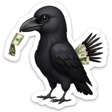 crow with cash  sticker