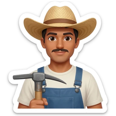 brown skin color mexican male farmer sticker