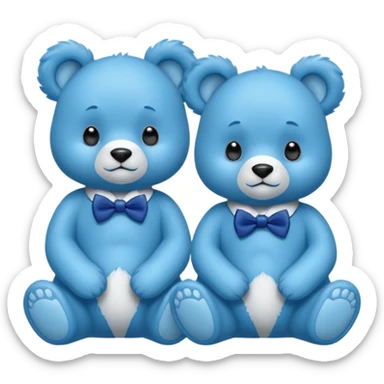 sweet same little blue bears with blue bow tie sitting sticker