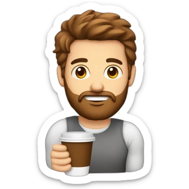 homem com barba com um copo café sticker