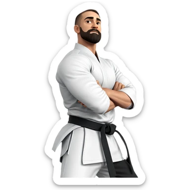 muscular martial artist portrait sticker