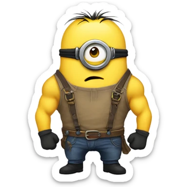 buff minion with a never goon shirt  sticker