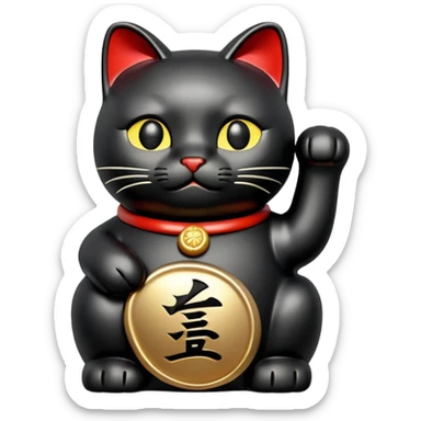 black japanese lucky cat sticker