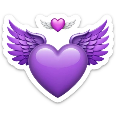 purple heart with white wings sticker