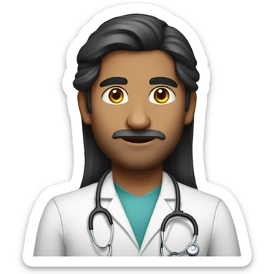 Long dark hair Indian doctor sticker