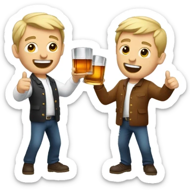 Two guys cheering with whisky sticker