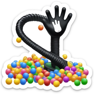 A Slinky spring arm with a black glove coming out of the ball pit sticker