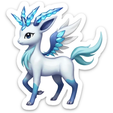 Absol-Meloetta-Glaceon-Dialga-Suicune-Ponyta-fusion-animal-Fakémon-hybrid-creature sticker