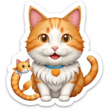 cat with fishy treat sticker