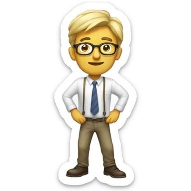 Nerd pushing up glassas sticker