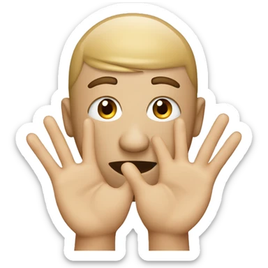 an emoji with the face saying "STOP IT" and hands at the side of the head sticker