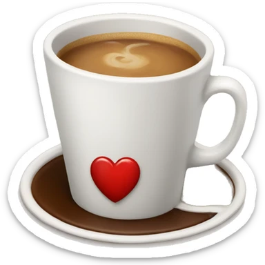 Cup of coffee with red heart  sticker