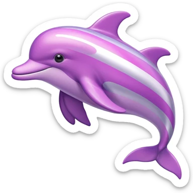Pink and purple striped Dolphin with silver stars on it sticker