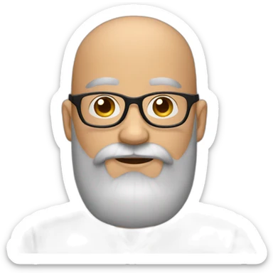 A bald man with round glasses and a big black beard. sticker
