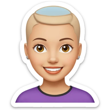 women ios emoji buzz cut sticker