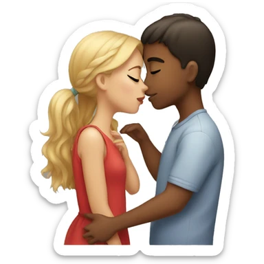 girl kissing boy  sticker