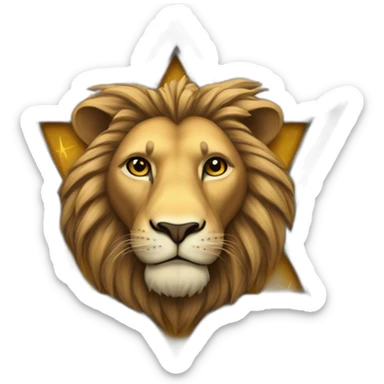 A lion head on a star of david sticker
