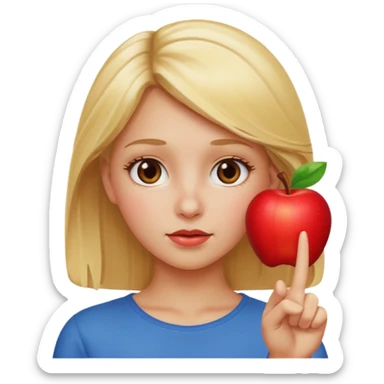 Blonde apple emoji girl pointing to head sticker