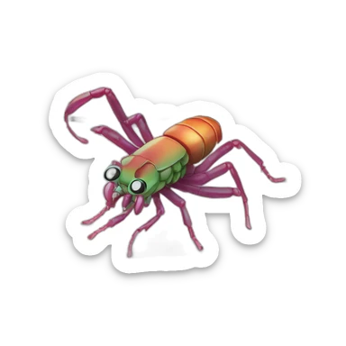 Mantis shrimp typing on a custom mechanical keyboard sticker