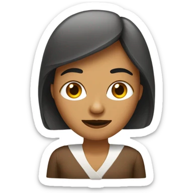 Mujer castaña con ojos marrones con computador  sticker