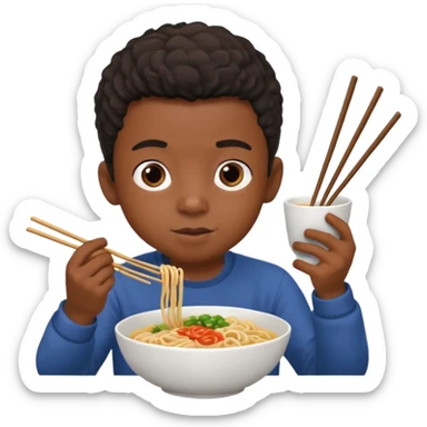 black  boy with noodles sticker
