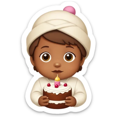 un changuito tierno con una rebana de pastel de gorrito en la cabeza sticker