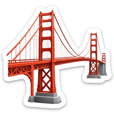 Cinematic Realistic Golden Gate Bridge Landmark Emoji, depicted with the iconic suspension bridge rendered with rich detail and vibrant, dynamic lighting. sticker
