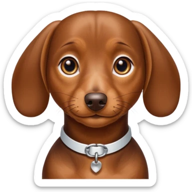 Make a brown short hair dachshund with hazel  eyes and a collar that says the name mocha sticker