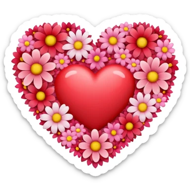 a heart made of flowers sticker