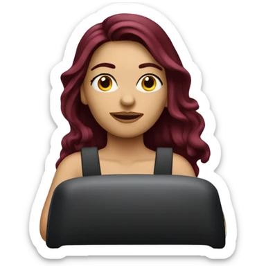 Beautiful tattooed burgundy long haired woman driving a car sticker