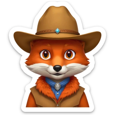 fox with cowboy hat sticker