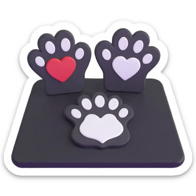 two puppy paws with a white heart on the pad sticker