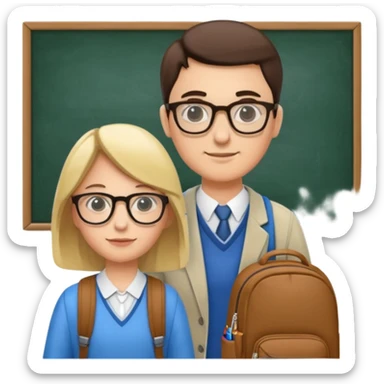 classroom with a teacher and a single student sticker