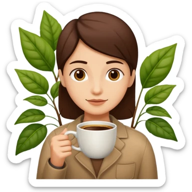 The plant nearby with the cup of coffee  sticker