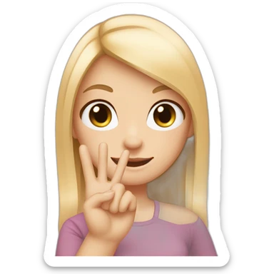 white skin girl with blonde hair showing THREE fingers up on her one hand sticker