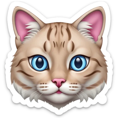lynx-point--cat-blue-eyes, pink nose, stripes sticker